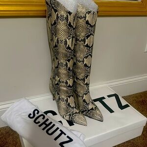 Schutz Snakeskin Heeled Boots Brand New sz  8.5